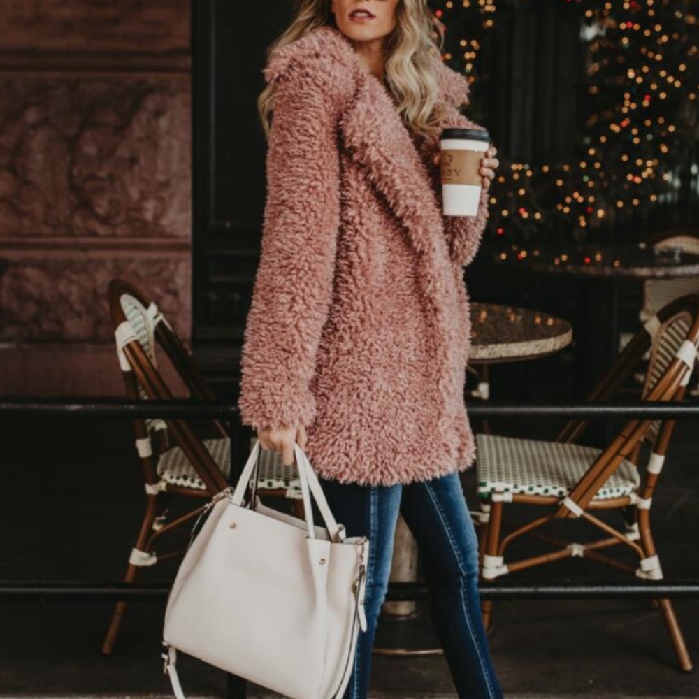 Now In! Misty Dust Fluffy Pink Loose Winter Coat - Picture 3 of 9